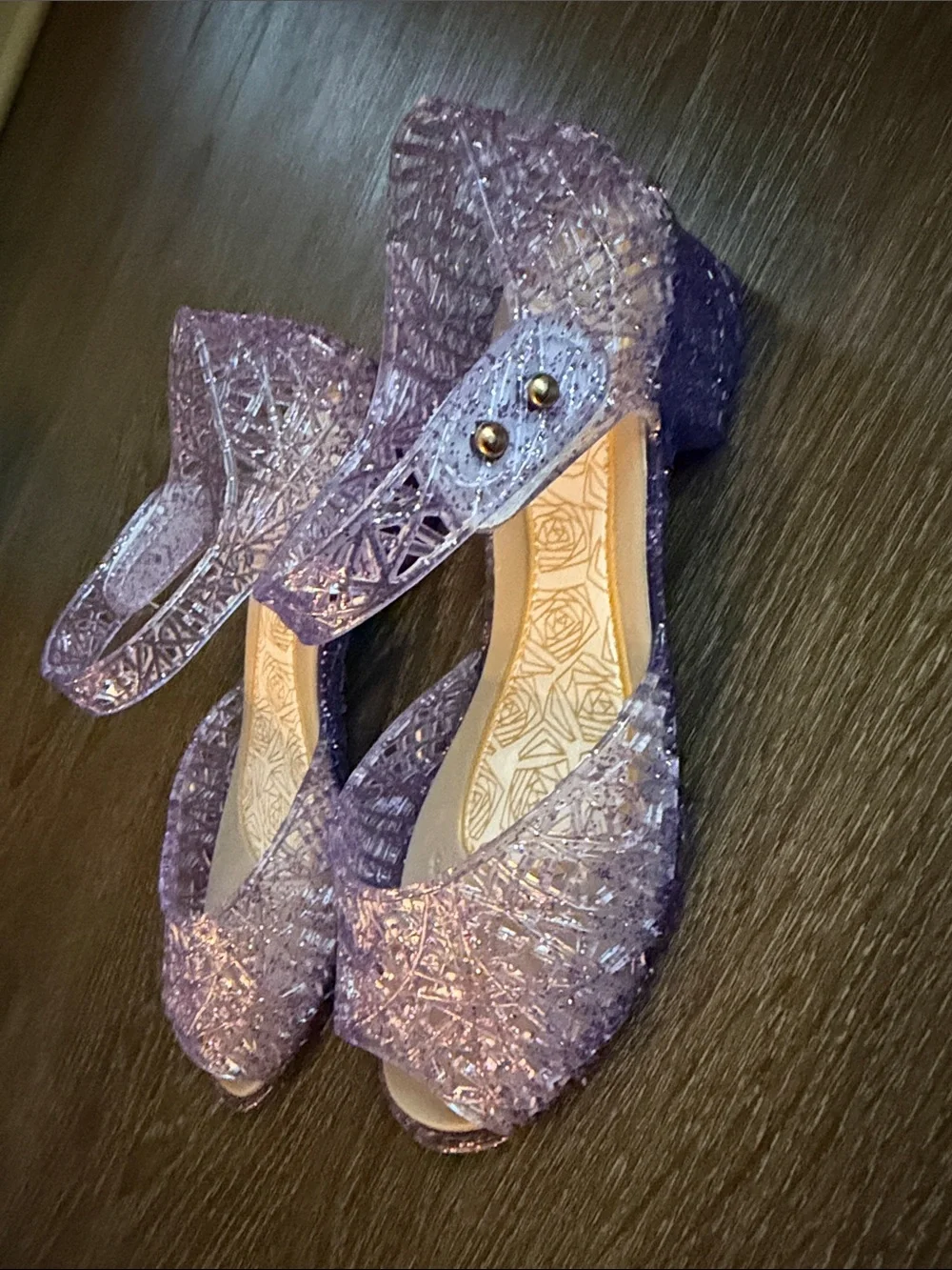 Kids' Purple Sparkle Ankle-Strap Sandals